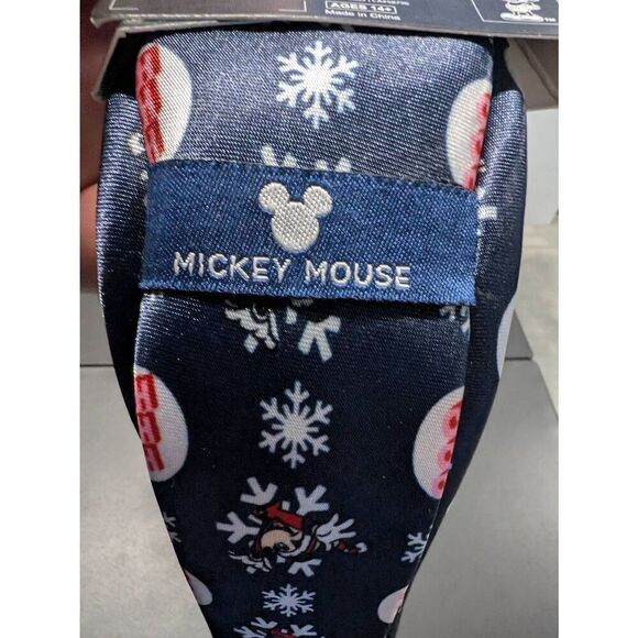 Disney Mickey Mouse Men's Polyester Tie Blue Christmas Ho Ho Ho! - Picture 2 of 3